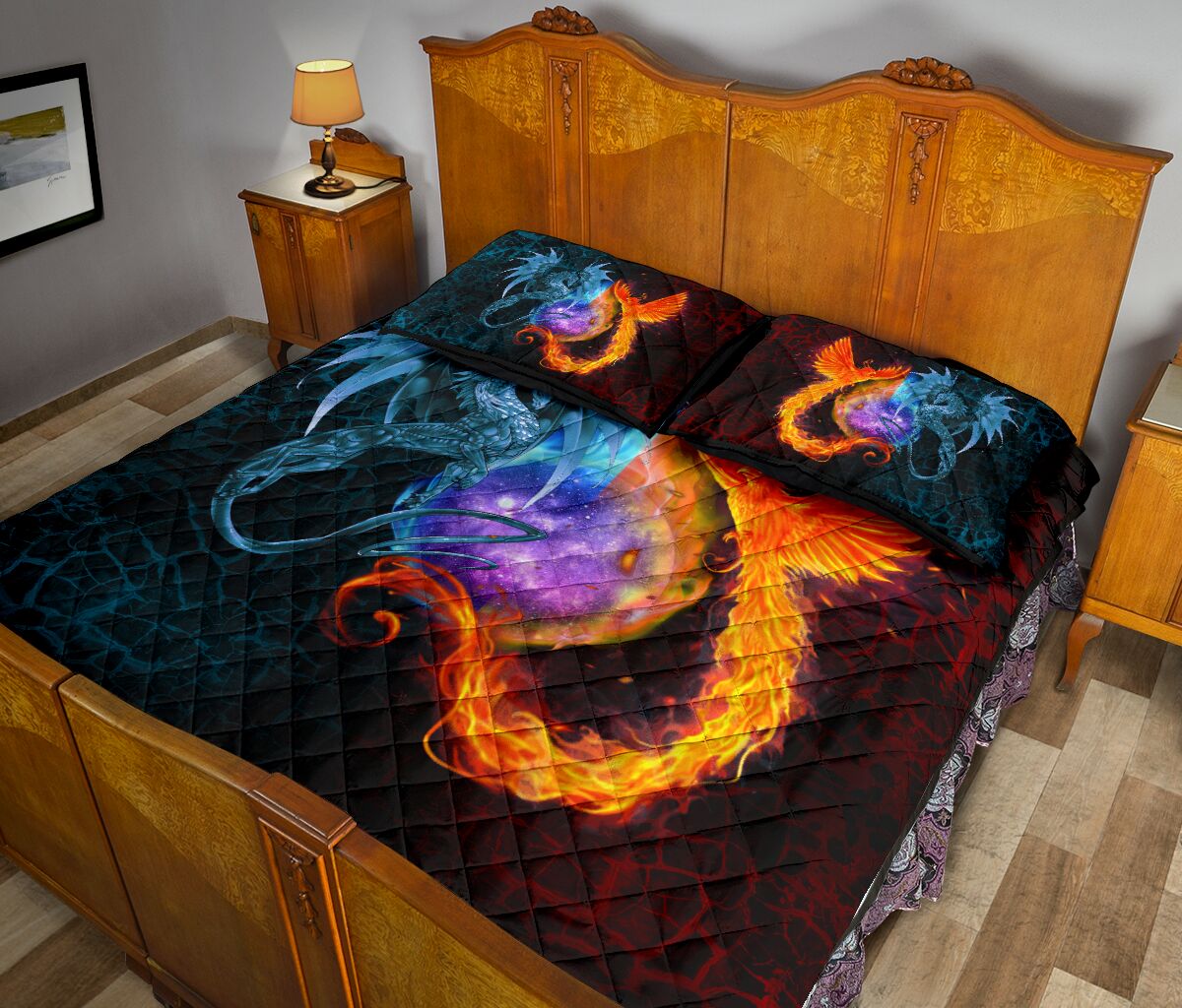 Dragon Art Style Quilt Bed Set 3- Love Quilt Bedding Set