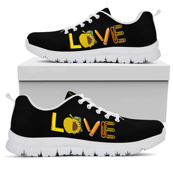 Teacher Love Sunflower Shoes Sneakers, Runni- Love Sneakers