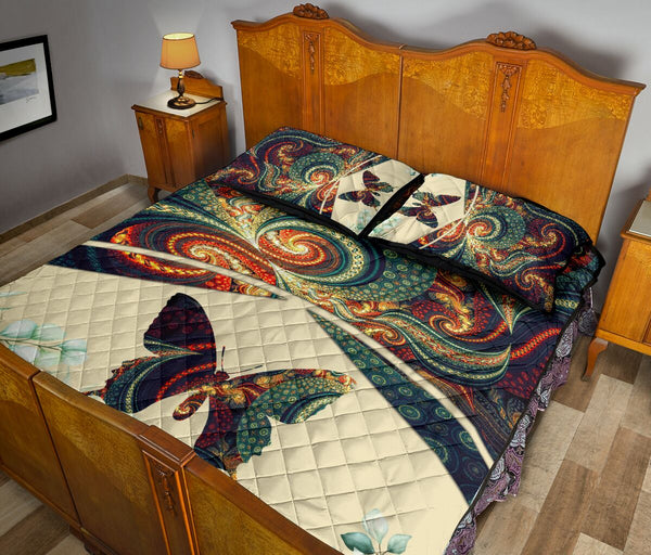 Butterfly Abstract Style Quilt Bed Set - Love Quilt Bedding Set