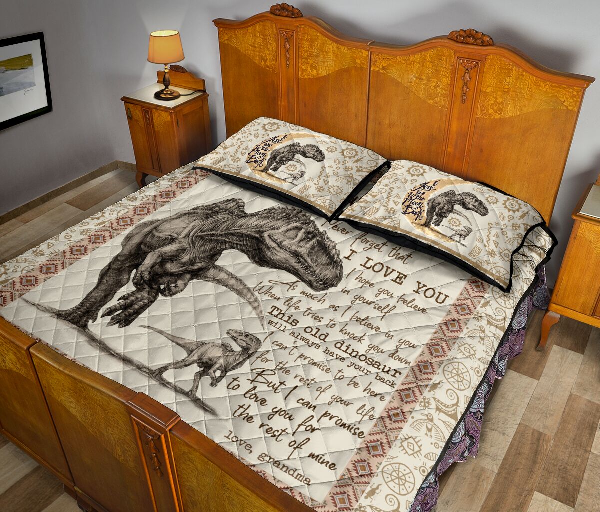 Quilt Bed Set - Dinosaur - To My Granddaughter 5 - Love Quilt Bedding Set