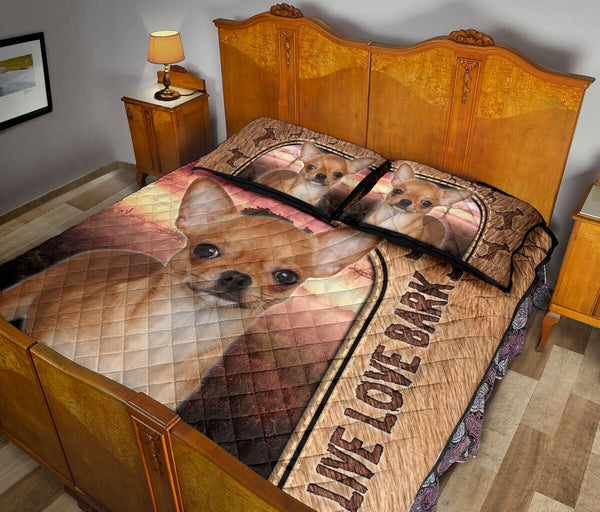 Live Love Bark Chihuahua - Bed Set - Love Quilt Bedding Set