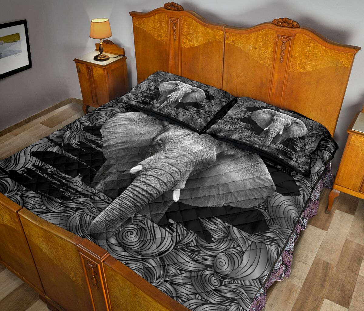 Elephant Scratch Style Quilt Bed Set - Love Quilt Bedding Set