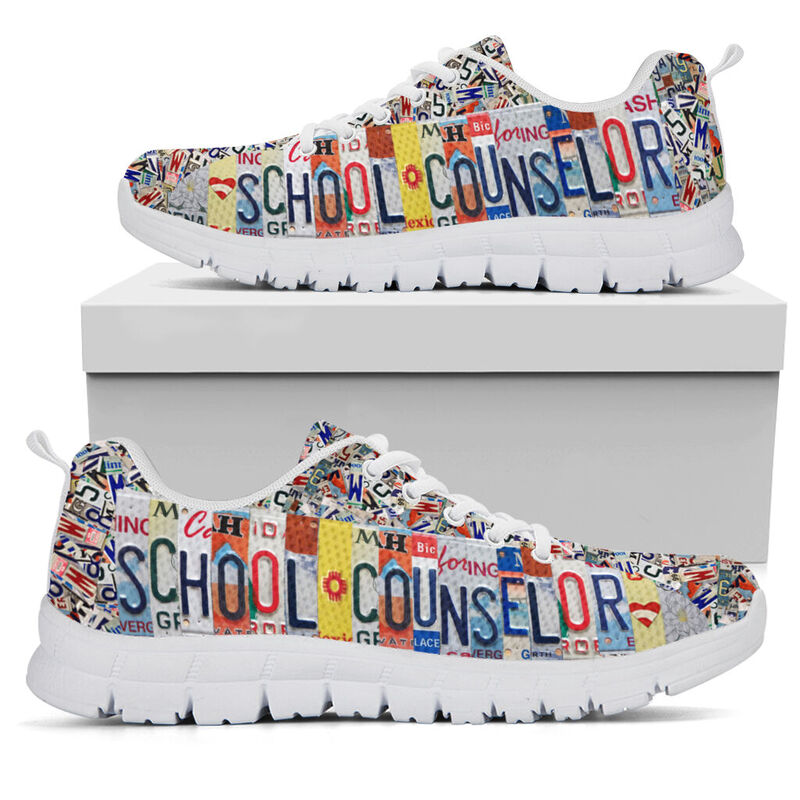 School Counselor Live Love License Plates Sneakers, Runni- Love Sneakers