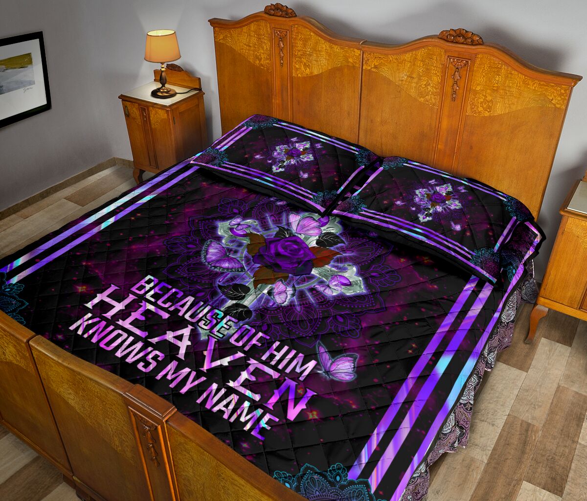 God Jesus Because Of Him Heaven Knows My Name Quilt Bed Set- Love Quilt Bedding Set