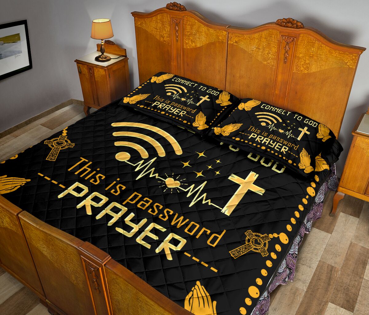 Connect To God Quotes Style Quilt Bed Set - Love Quilt Bedding Set