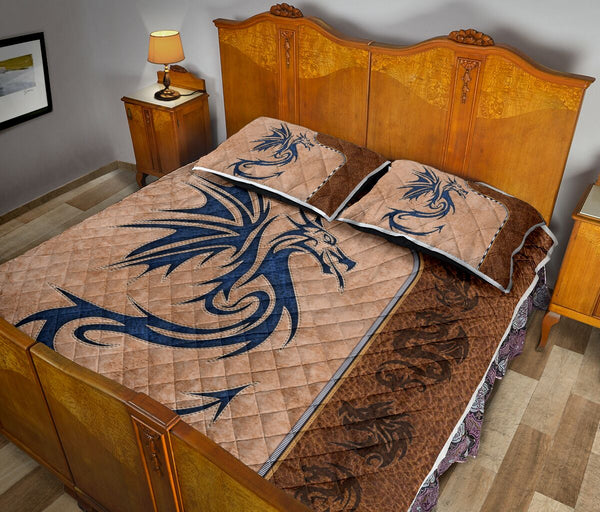 Dragons Leather Style Quilt Bed Set - Love Quilt Bedding Set