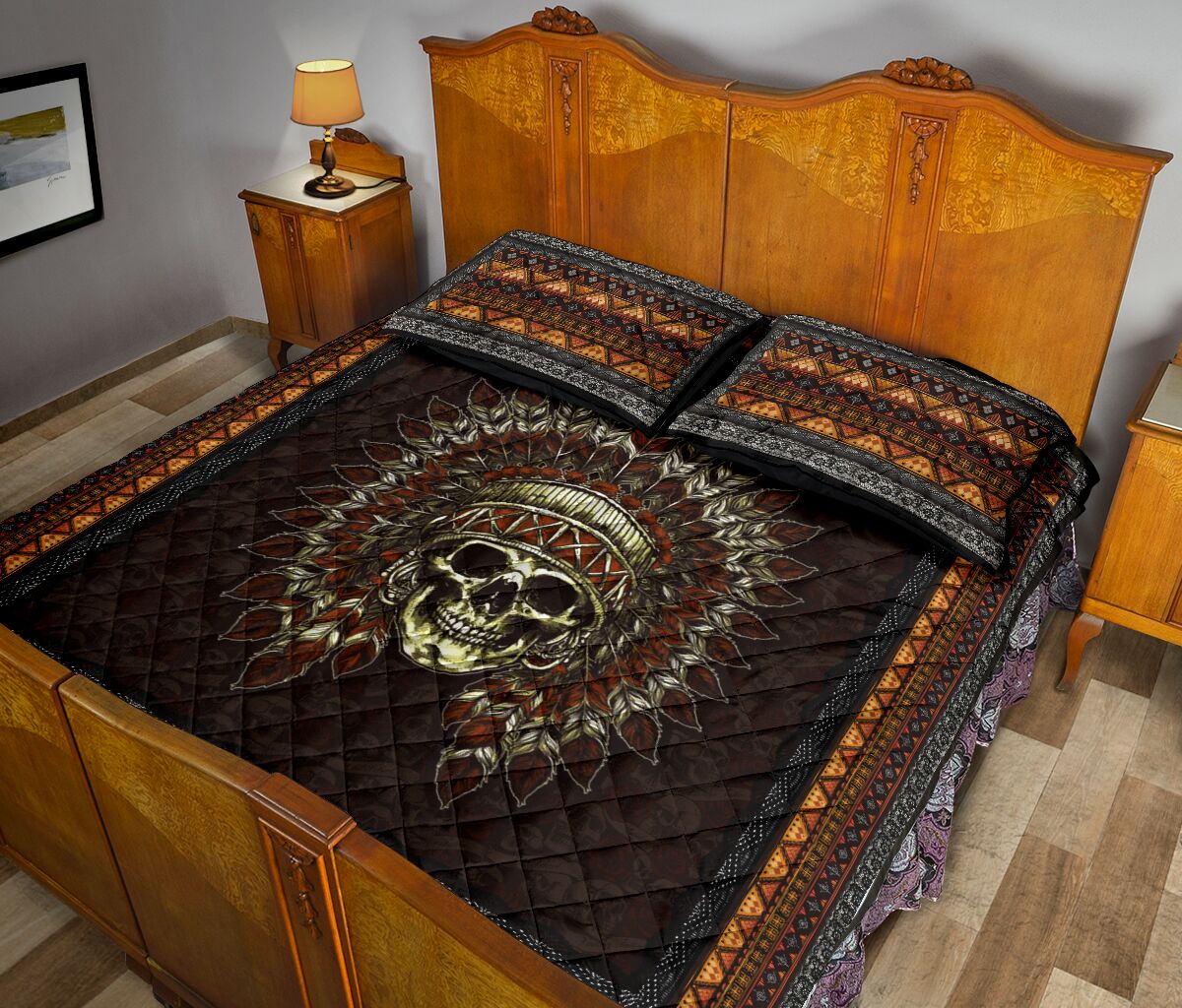 Quilt Bed Set - Skull - Native American 54 - Love Quilt Bedding Set