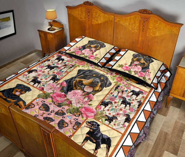 Rottweiler Flower - Bed Set - Love Quilt Bedding Set