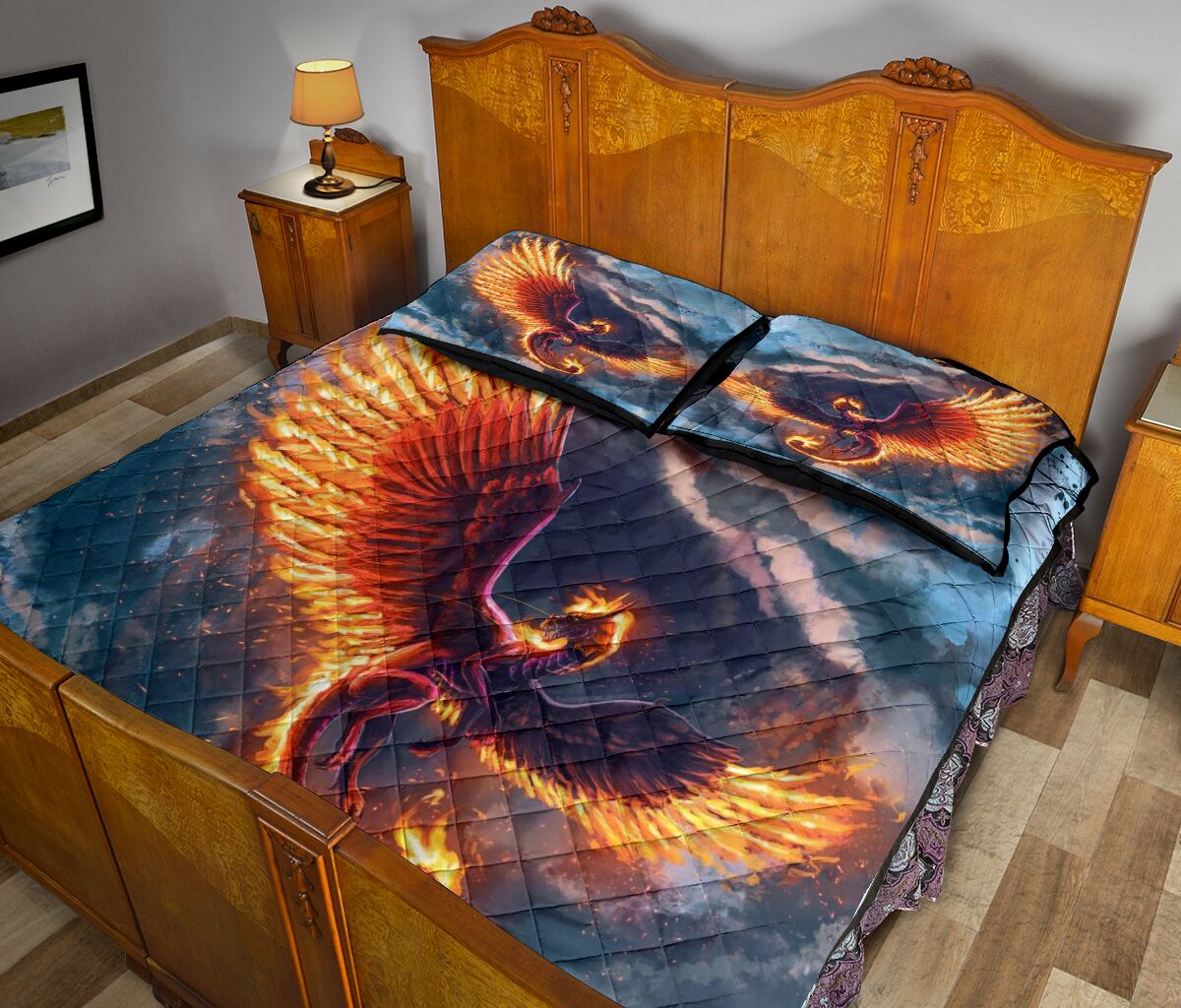 Dragon Firewings Art Style Quilt Bed Set - Love Quilt Bedding Set