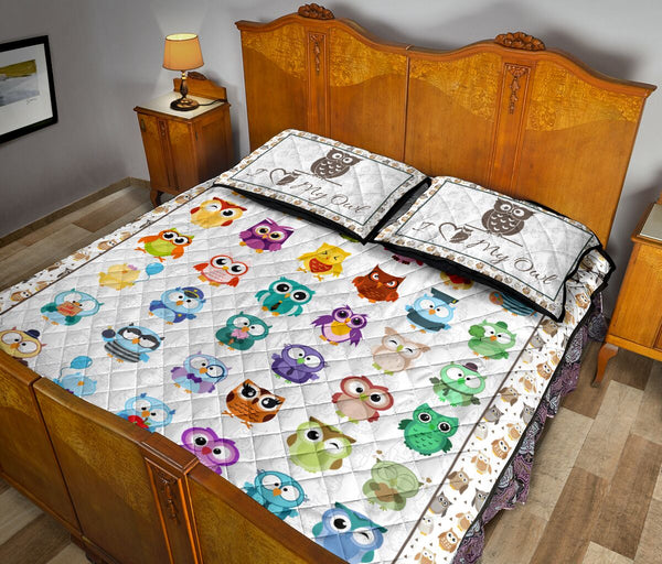 Owl Pattern Style Quilt Bed Set 9- Love Quilt Bedding Set