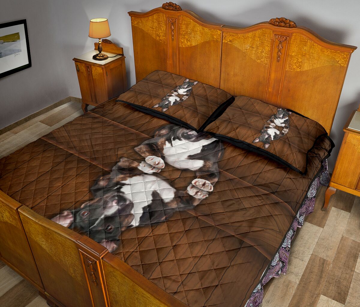 Bull Terrier Dog Quilt Bed Set - Love Quilt Bedding Set