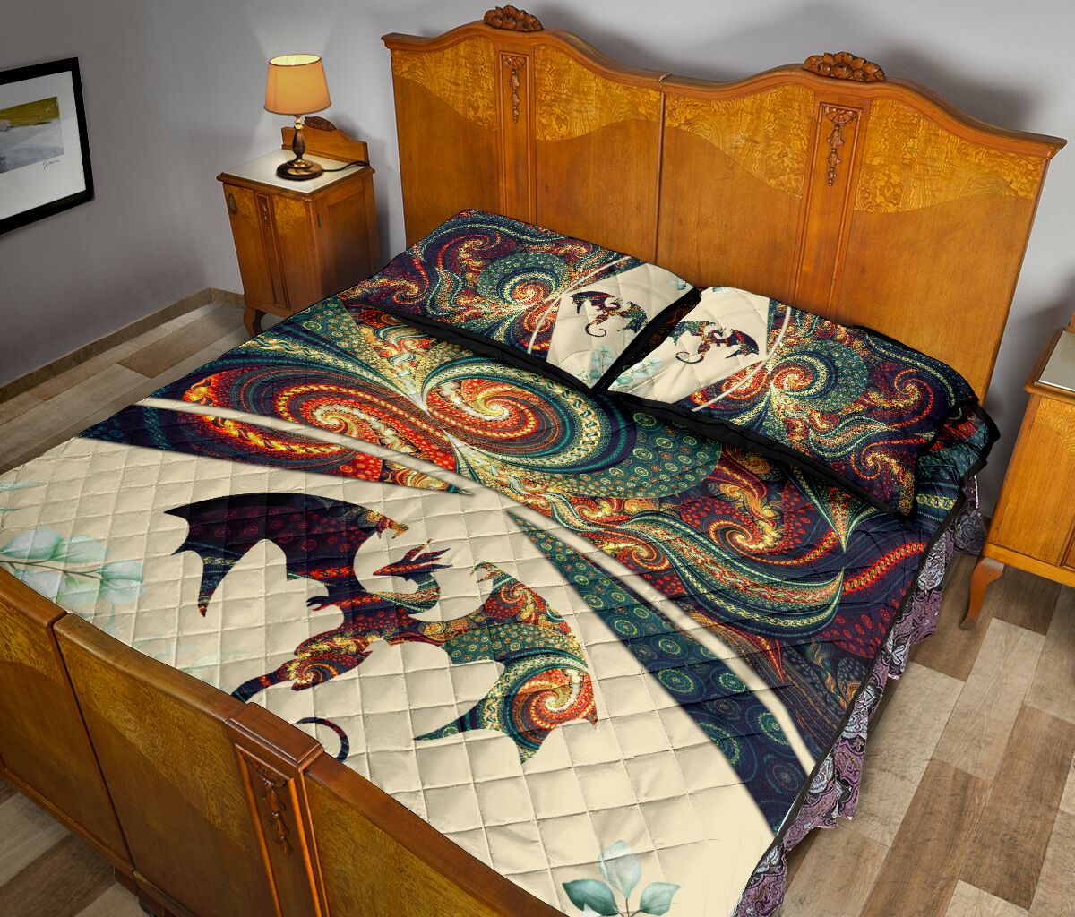 Dragon Abstract Style Quilt Bed Set - Love Quilt Bedding Set