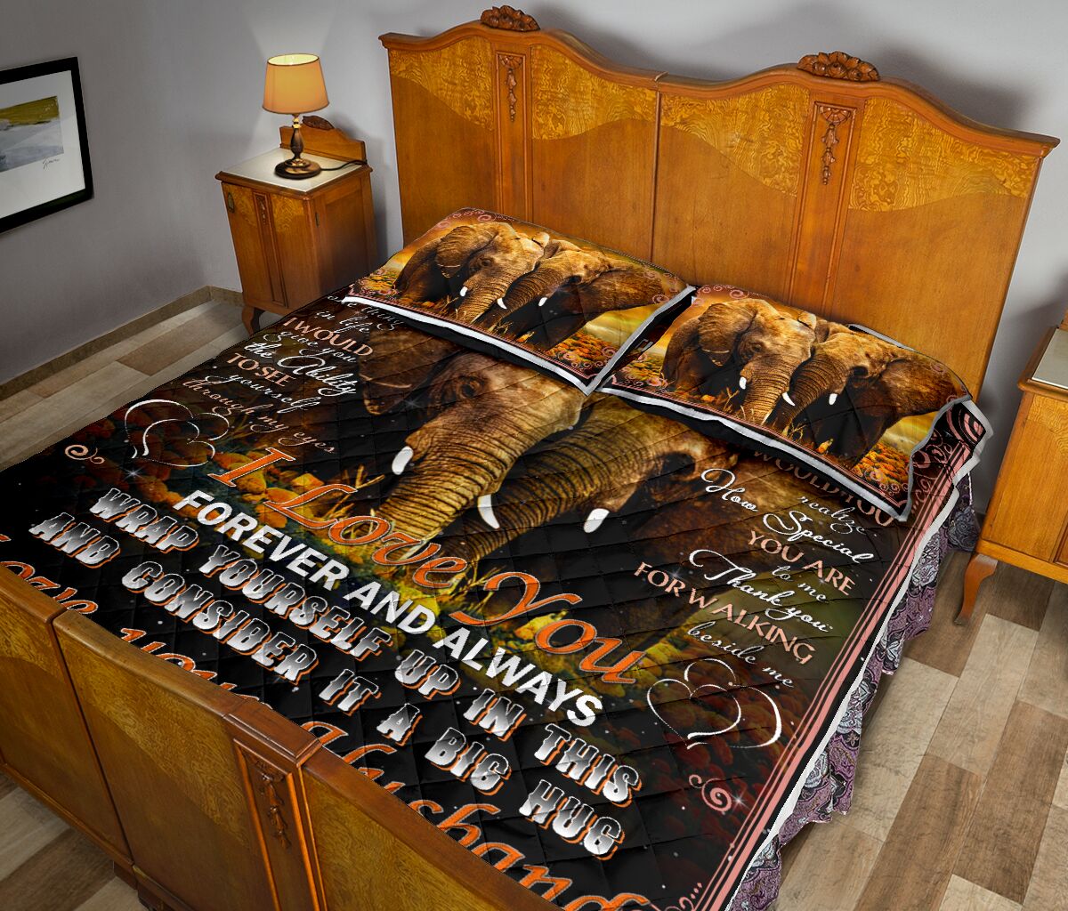 Elephants To My Wife Quilt Bed Set - Love Quilt Bedding Set