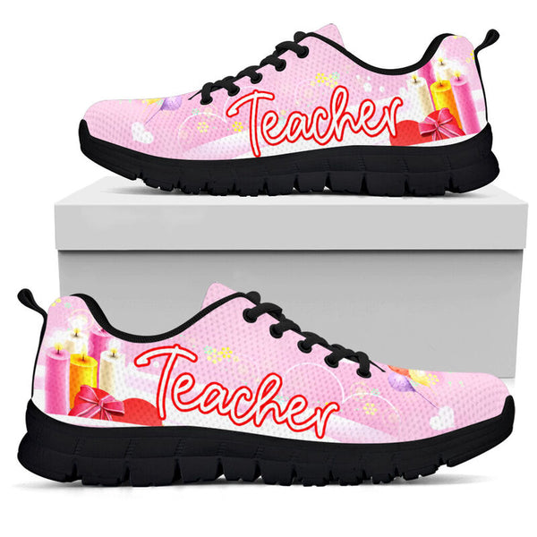 Teacher Pencil Flower Shoes Sneakers, Running Shoes, Shoes For Women, Shoes For Men, Custom - Love Sneakers