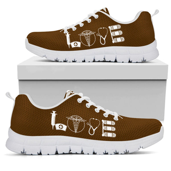 Nurse- Love Brown Soil Sneakers, Running Shoes, Shoes For Women, Shoes For Men, Custom Shoes- Love Sneakers