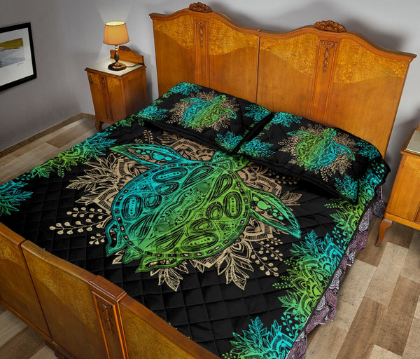 Turtle Mandala Style Quilt Bed Set 9- Love Quilt Bedding Set