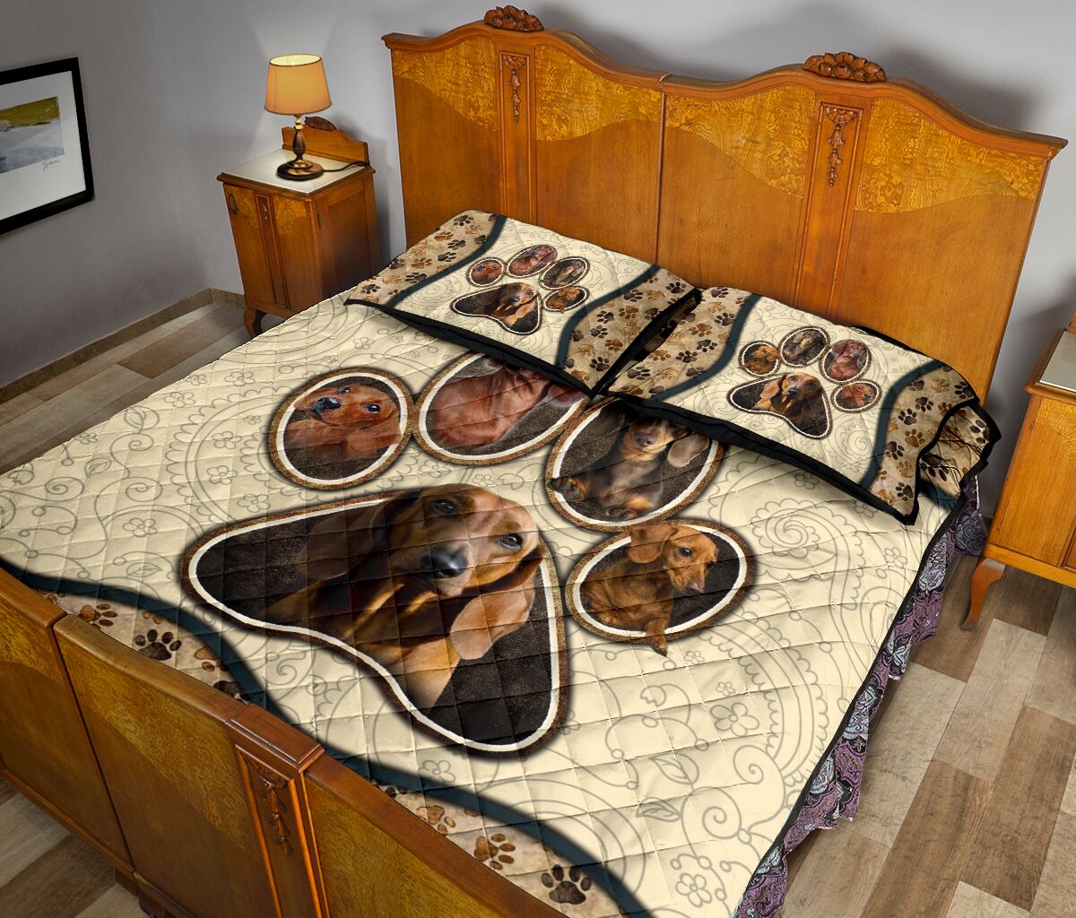 Dachshund Paw Vintage - Bed Set - Love Quilt Bedding Set