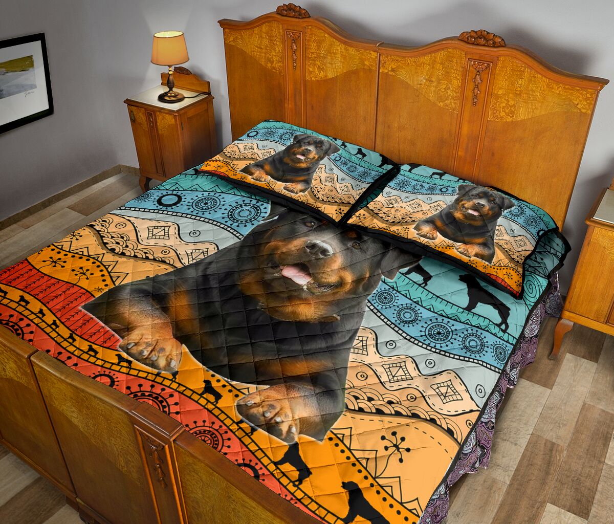 Rottweiler Native Color Pattern - Bed Set - Love Quilt Bedding Set