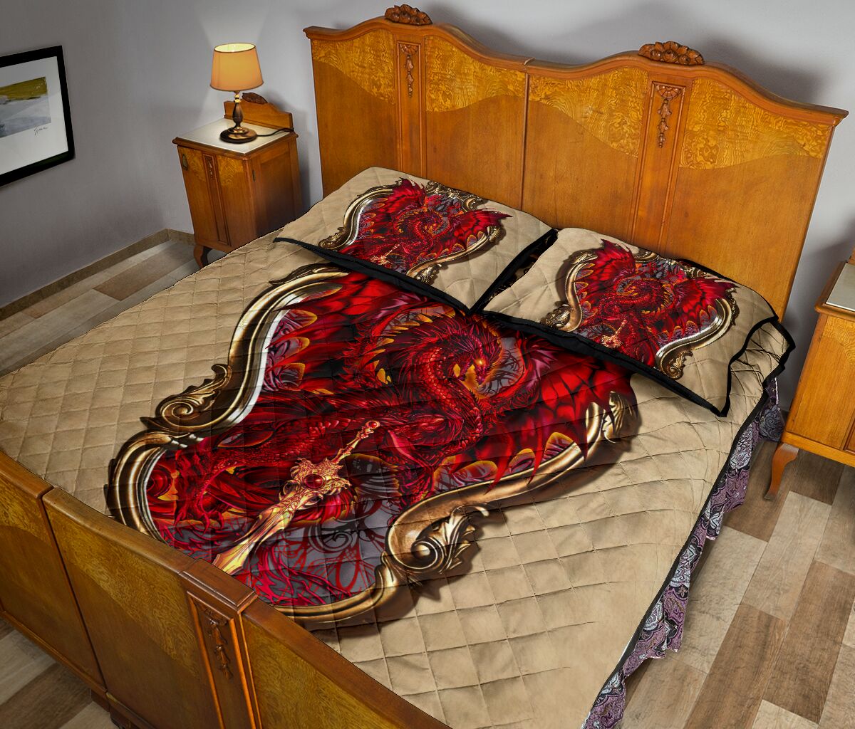 Dragon Gothic Style Quilt Bed Set - Love Quilt Bedding Set