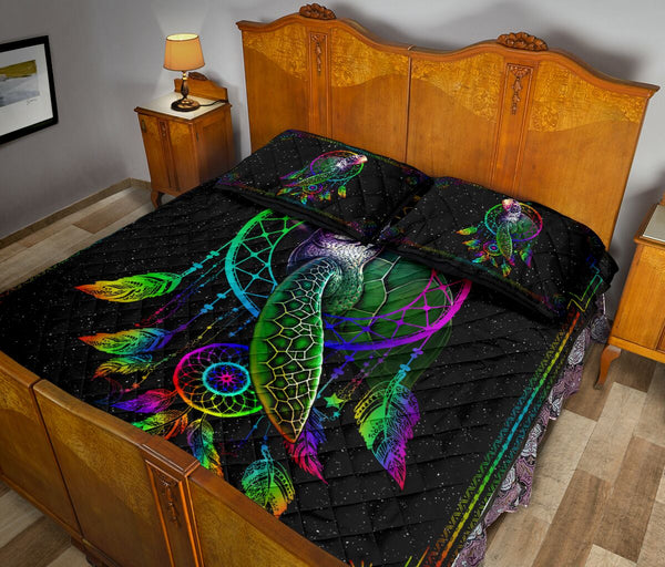 Turtle Mandala Color Quilt Bed Set - Love Quilt Bedding Set