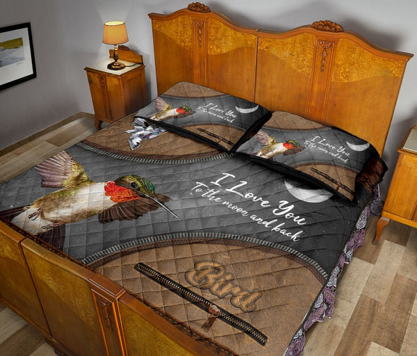 Hummingbird Animal Leather Quilt Bed Set - Love Quilt Bedding Set