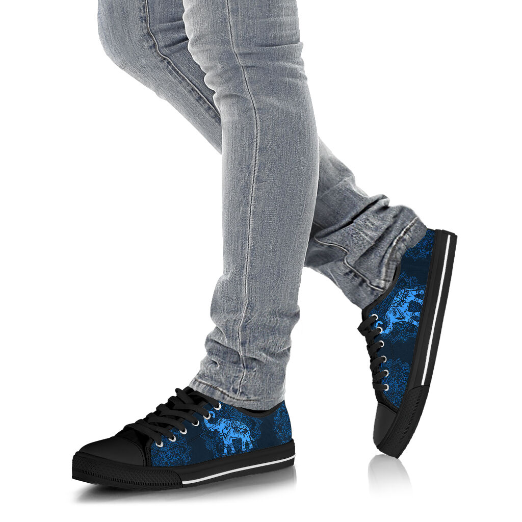 Elephant Mandala Low Top  Blue Shoes