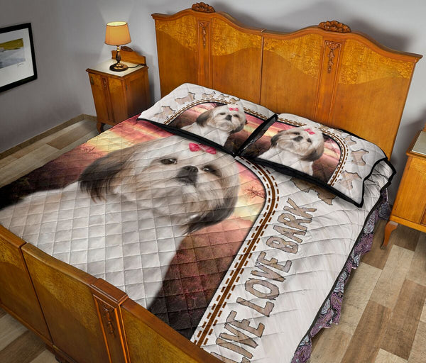 Live Love Bark Shih Tzu - Bed Set - Love Quilt Bedding Set