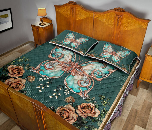 Butterfly Retro - Quilt Bed Set - Nnl - Love Quilt Bedding Set