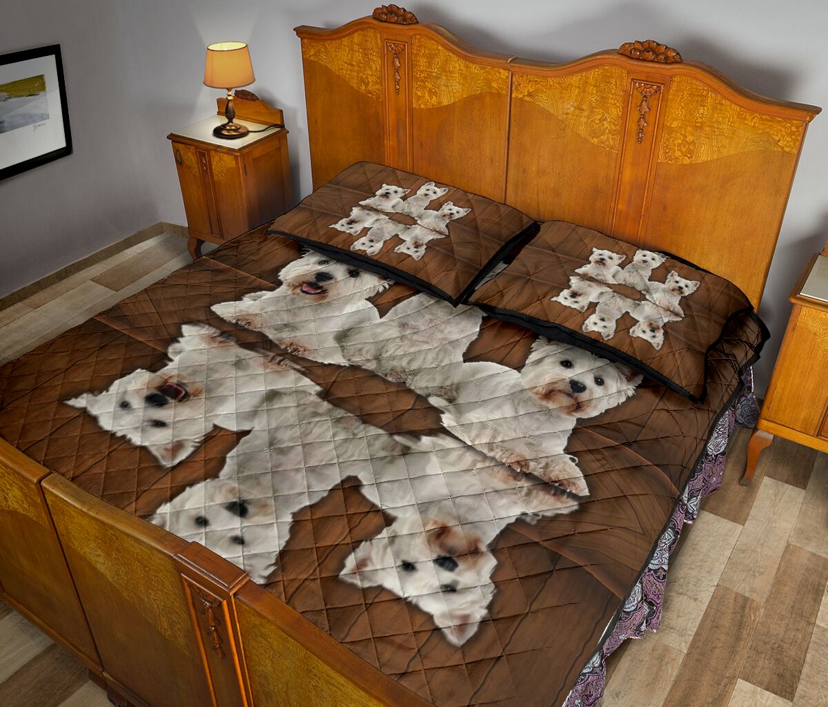 West Highland White Terrier Dog Quilt Bed Set - Love Quilt Bedding Set