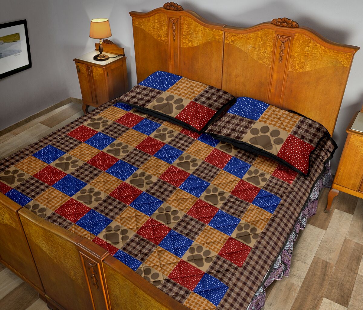 Dog Paw Square - Bed Set - Love Quilt Bedding Set