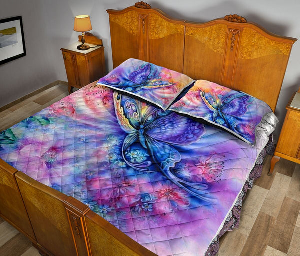 Butterfly Painting - Quilt Bed Set - Love Quilt Bedding Set