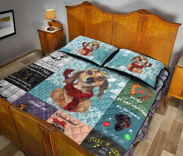 Dachshund Wool Pattern - Bed Set - Love Quilt Bedding Set