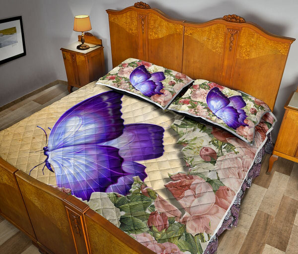 Butterfly Flower Tear Quilt Bed Set- Love Quilt Bedding Set