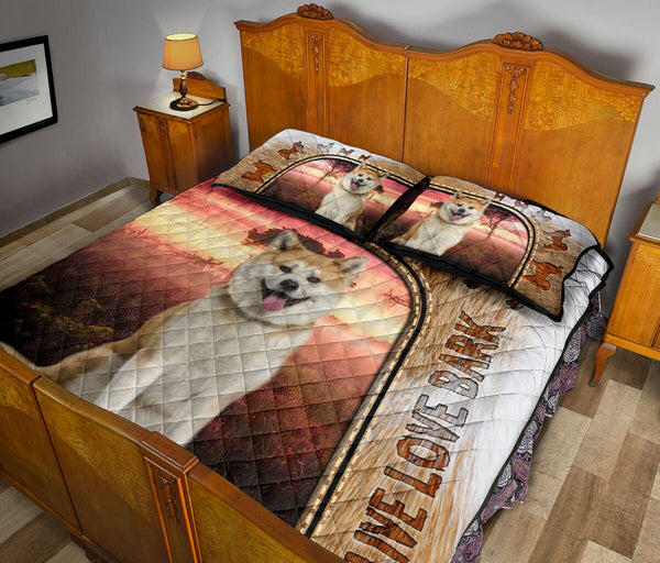Live Love Bark Akita- Bed Set - Love Quilt Bedding Set
