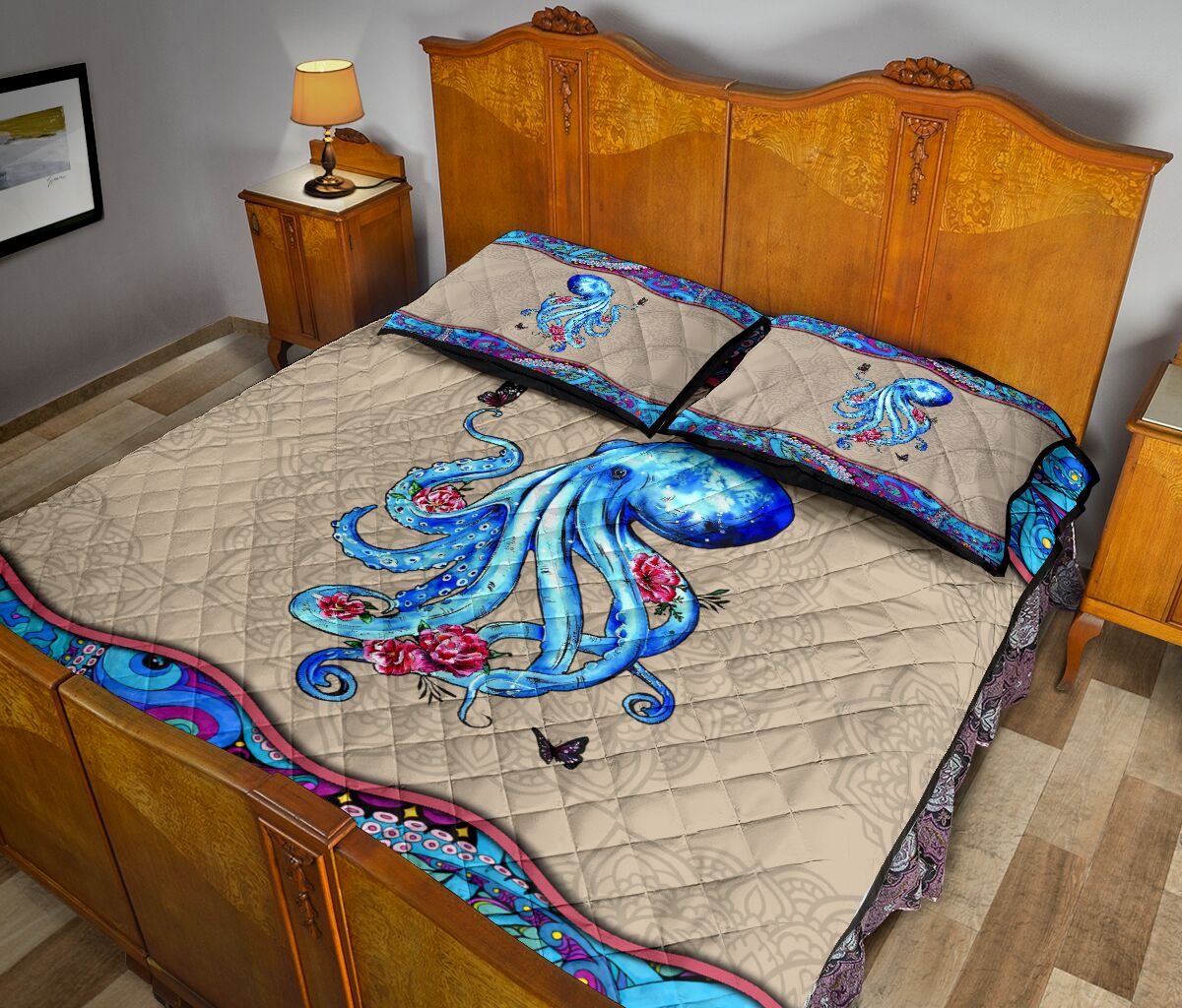 Octopus Color Mandala - Quilt Bed Set - Love Quilt Bedding Set
