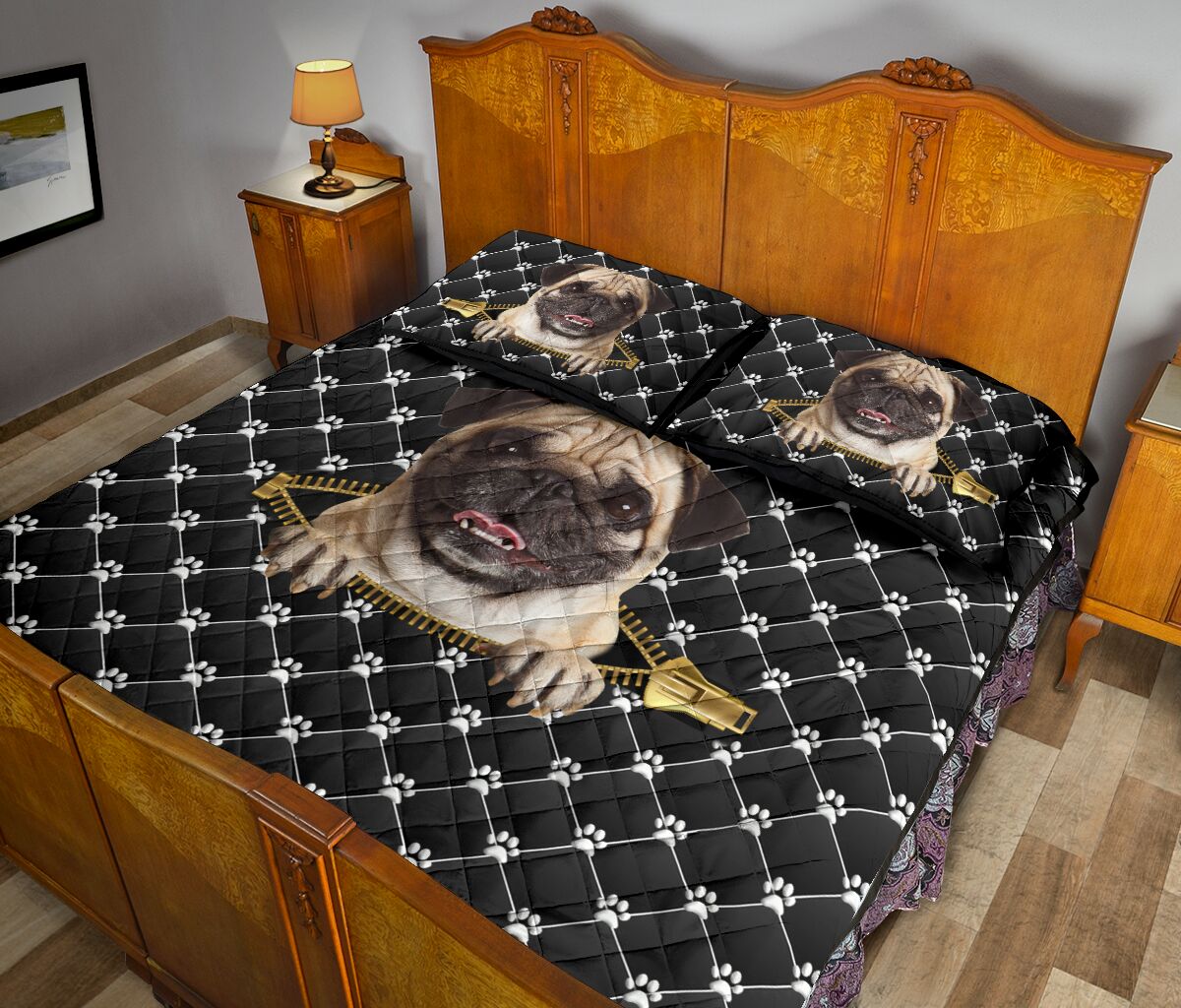 Pug Zipper - Bed Set - Love Quilt Bedding Set