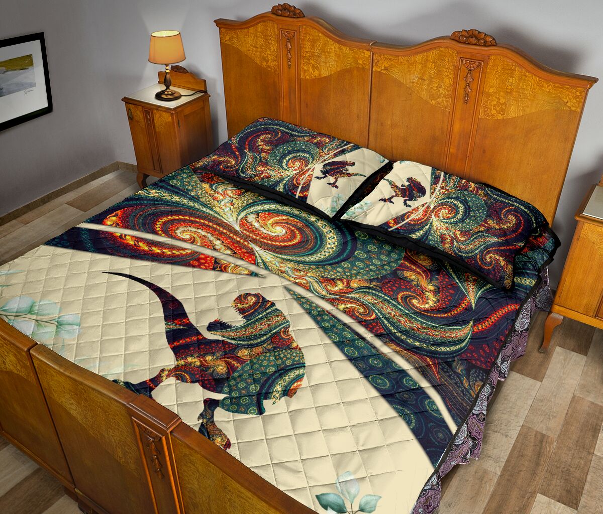 Dinosaurs Abstract Style Quilt Bed Set - Love Quilt Bedding Set