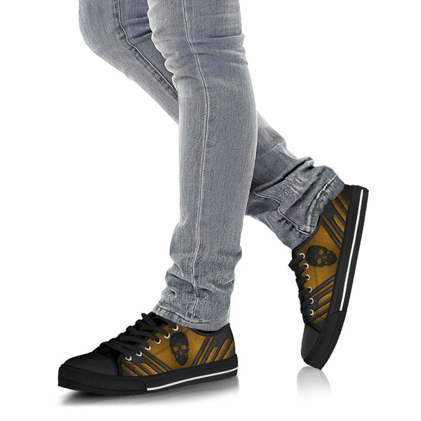 Skull Gold Low Top Shoe - Love Low Top Shoes