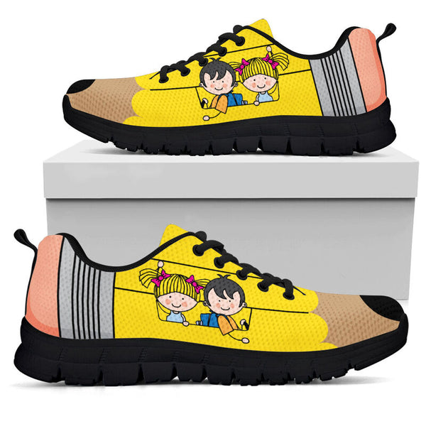 Pencil Child Shoes Sneakers, Running Shoes, Shoes For Women, Shoes For Men, Custom Shoes, L- Love Sneakers