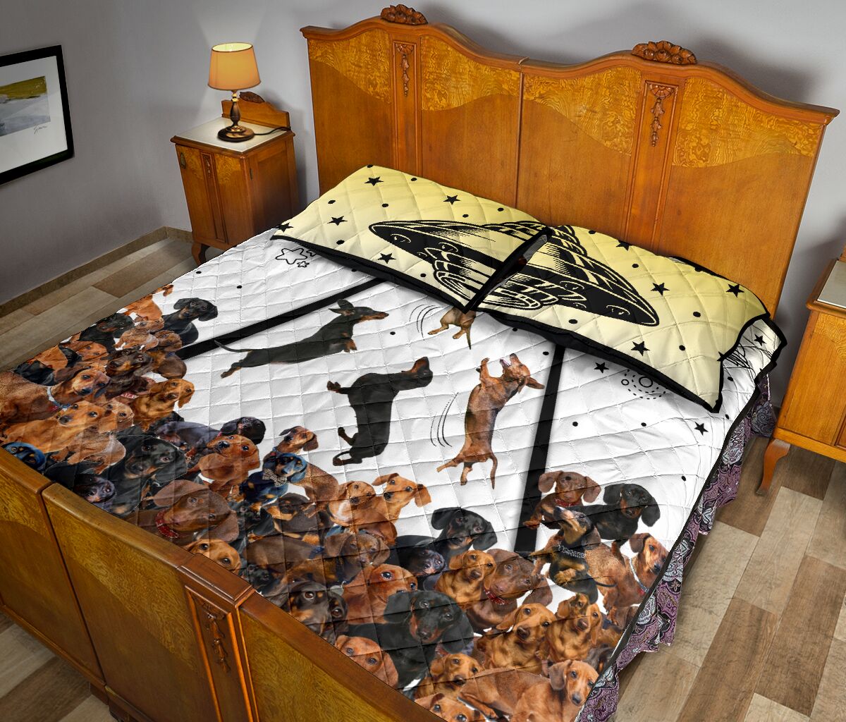 Dachshund Ufo Spaceship - Bed Set - Love Quilt Bedding Set