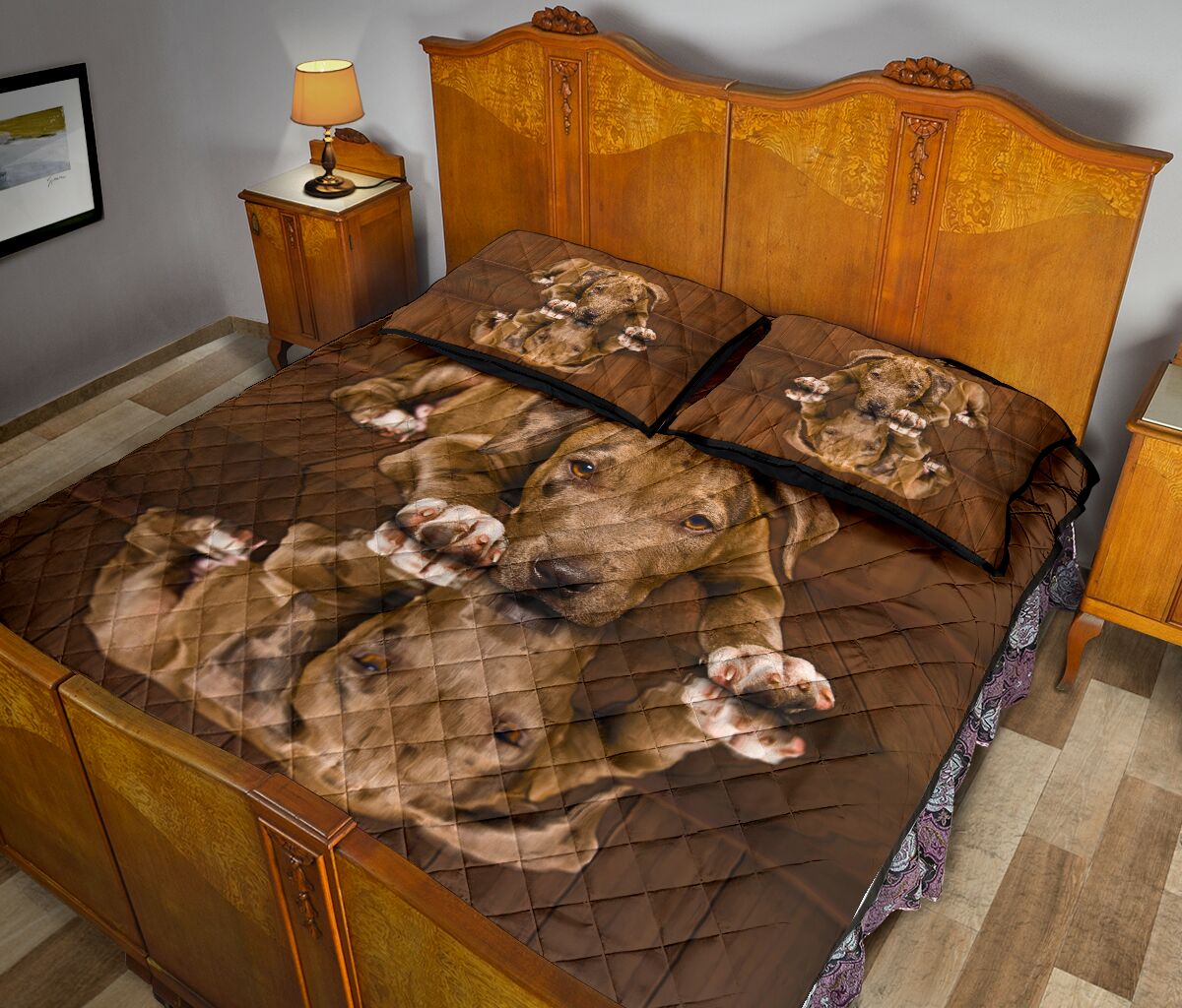 Pitbull Dog Shadow Style Quilt Bed Set - Love Quilt Bedding Set