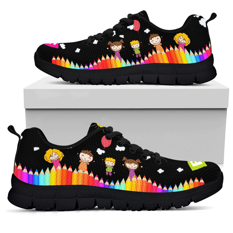 Teacher Aide All Black Shoes Sneakers, Running Shoes, Shoes For Women, Shoes For Men, Custo- Love Sneakers