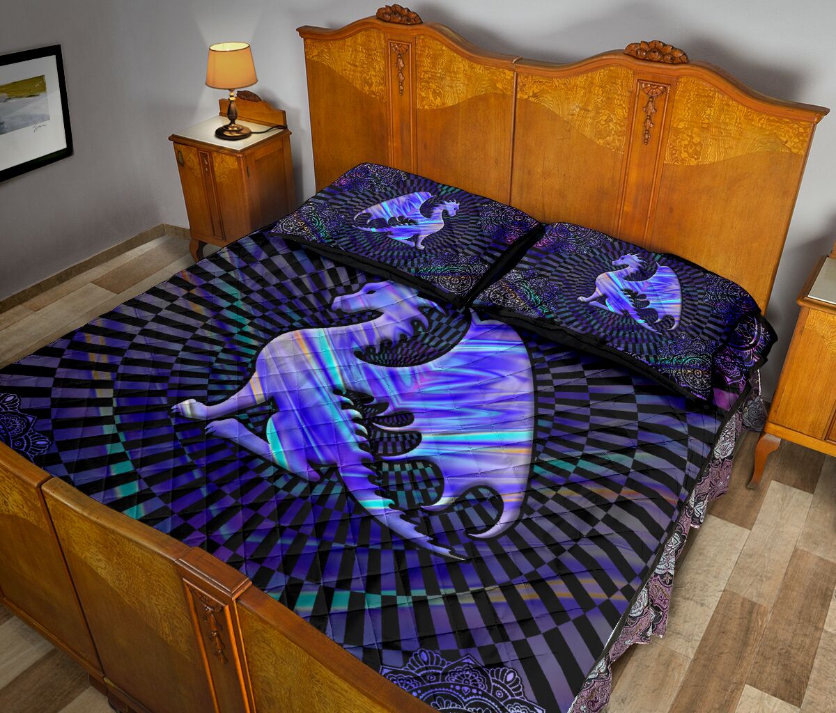 Dragon Hologram Sunlight Style Quilt Bed Set - Love Quilt Bedding Set
