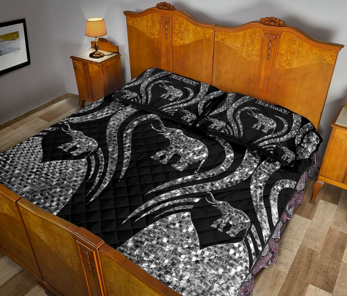 Elephant Heart Line Style Quilt Bed Set - Love Quilt Bedding Set