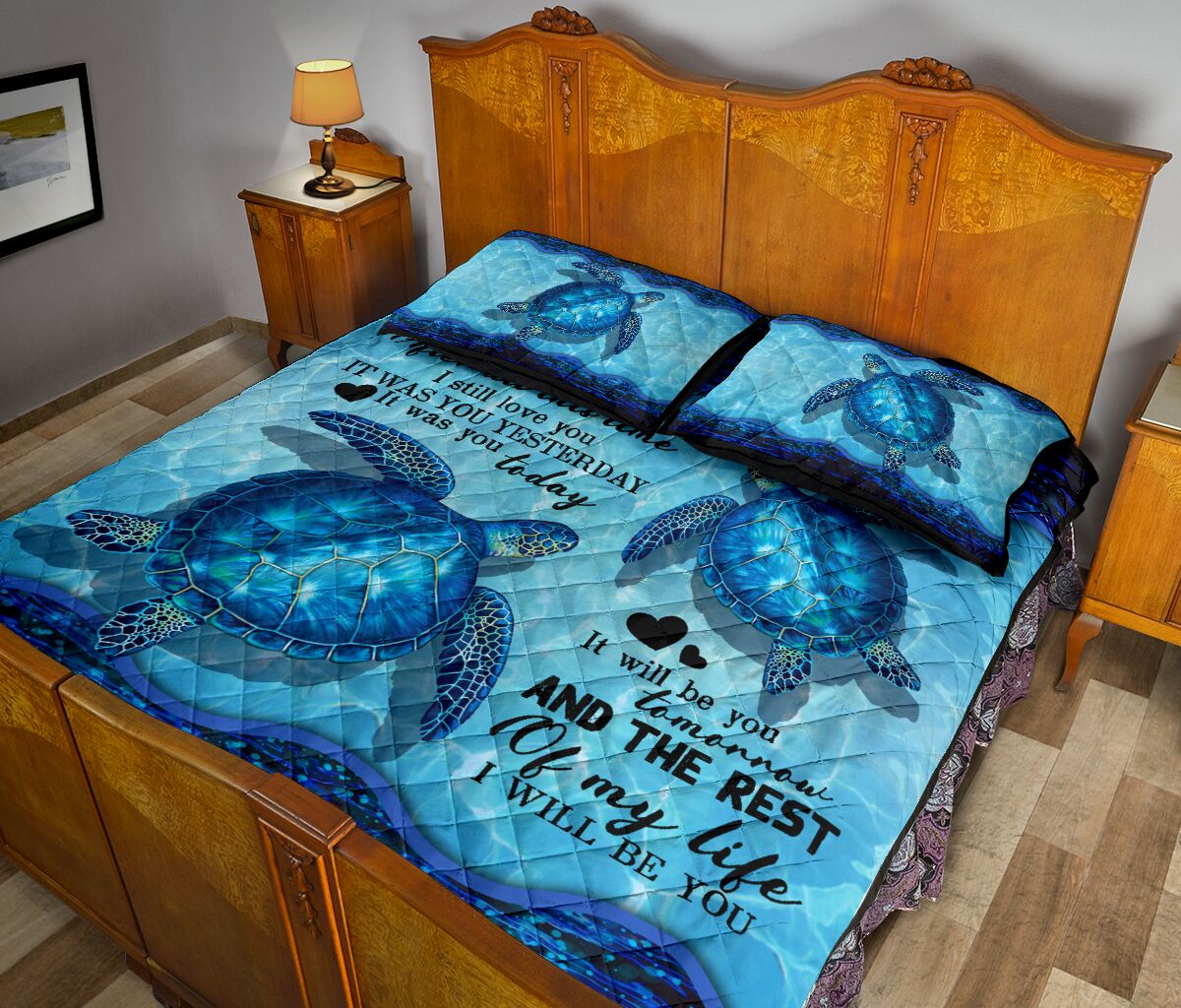 Turtle - I Love You - Quilt Bed Set 93 - Love Quilt Bedding Set