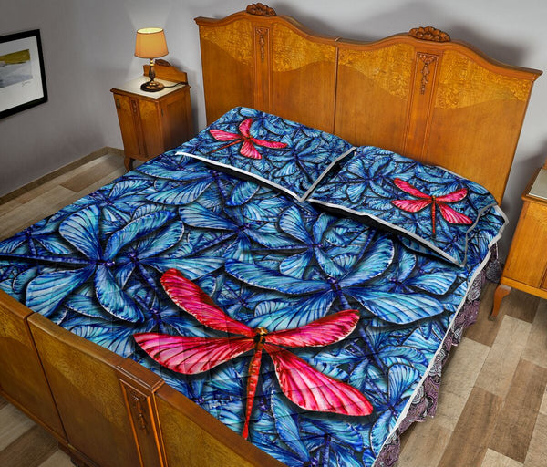 Dragonfly Piled - Quilt Bed Set - Love Quilt Bedding Set