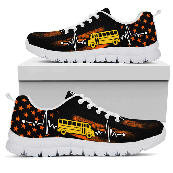 School Bus Orange Sneakers, Runni- Love Sneakers