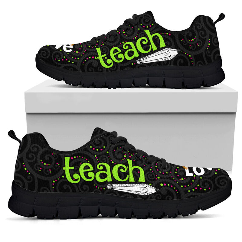 Teach Love Inspire Black Kd Sneakers, Runni- Love Sneakers