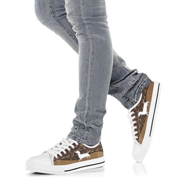 Dachshund Brown Pattern - Low Top Shoe - Love Love Top Shoes