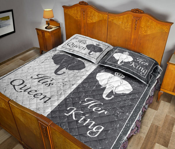 Elephant - King And Queen  - Love Quilt Bedding Set